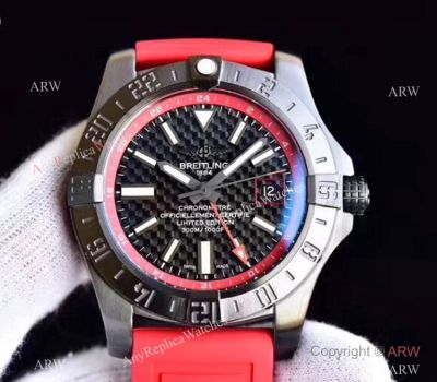 GF Swiss Grade Replica Breitling Avenger II GMT Watch SS Red Rubber Strap